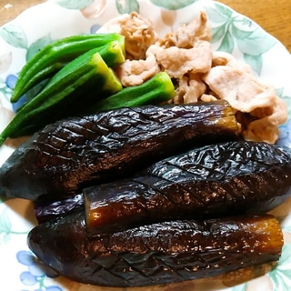 茄子とオクラと豚肉の煮物